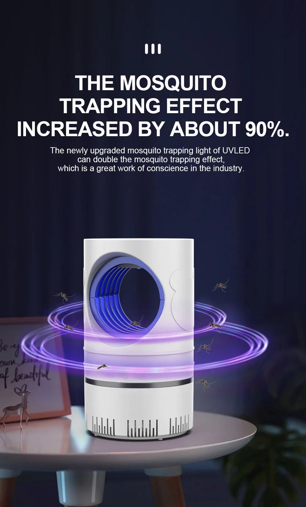 Electronic LED Mosquito Killer Lamp with USB – Safe, Chemical-Free Insect Trap for Home, Office, Garden & Bedroom  High-Voltage Electric Bug Zapper