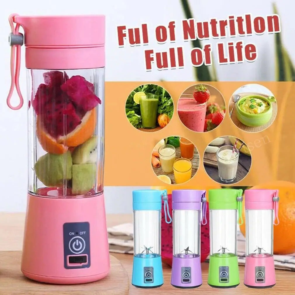 Portable USB Rechargeable Juicer Blender  6 Blades, Powerful & Convenient Mixer for Smoothies & Shakes