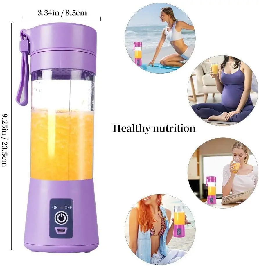 Portable USB Rechargeable Juicer Blender  6 Blades, Powerful & Convenient Mixer for Smoothies & Shakes