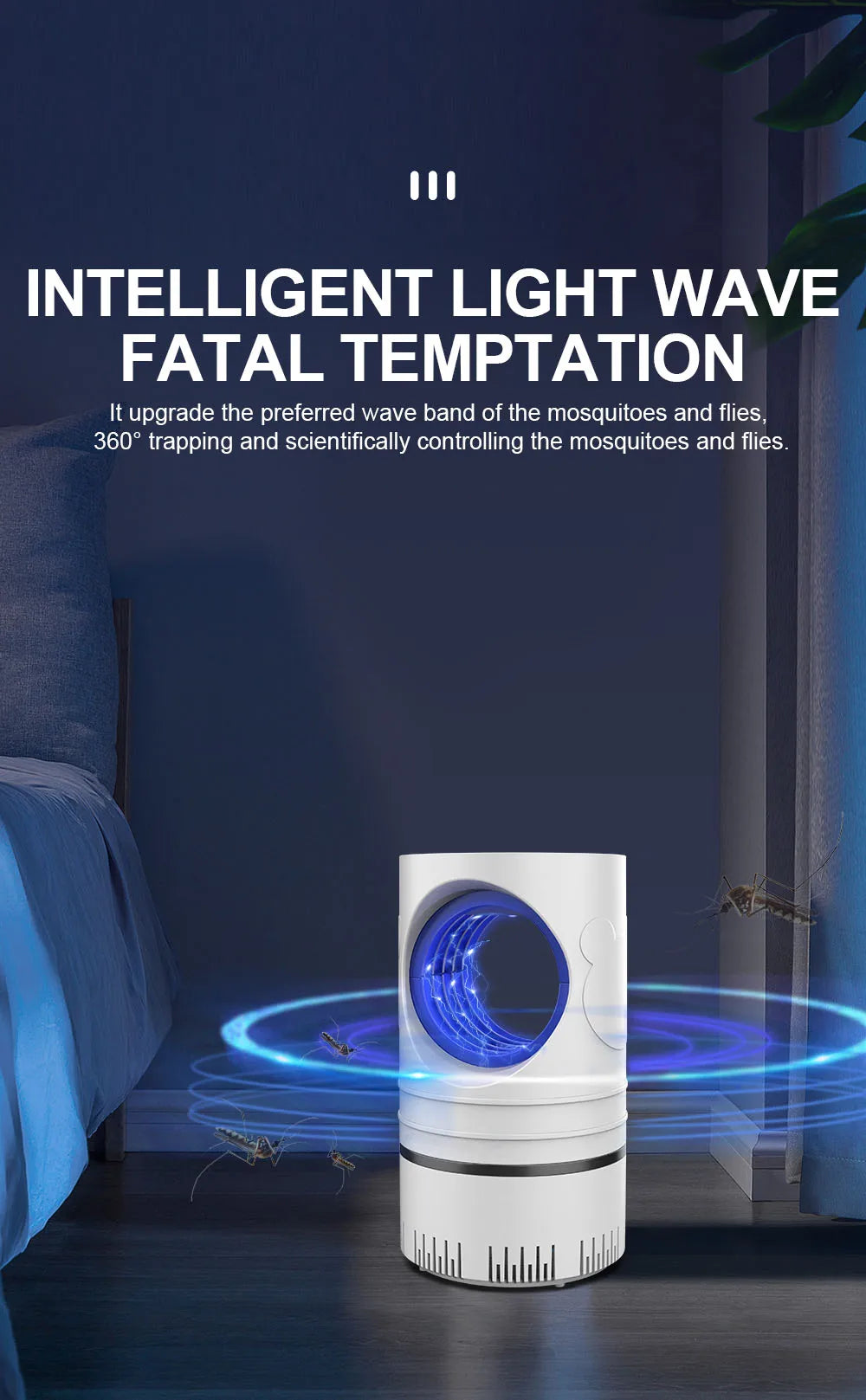 Electronic LED Mosquito Killer Lamp with USB – Safe, Chemical-Free Insect Trap for Home, Office, Garden & Bedroom  High-Voltage Electric Bug Zapper