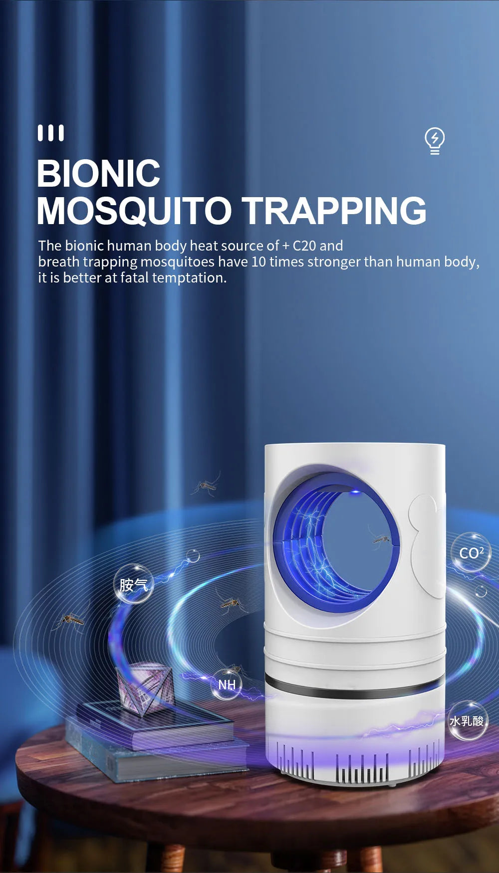 Electronic LED Mosquito Killer Lamp with USB – Safe, Chemical-Free Insect Trap for Home, Office, Garden & Bedroom  High-Voltage Electric Bug Zapper