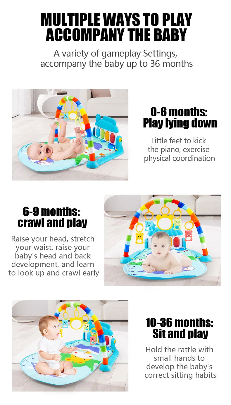 3-in-1 Baby Piano Play Gym – Musical Activity Mat for Newborns & Toddlers (0–36 Months)