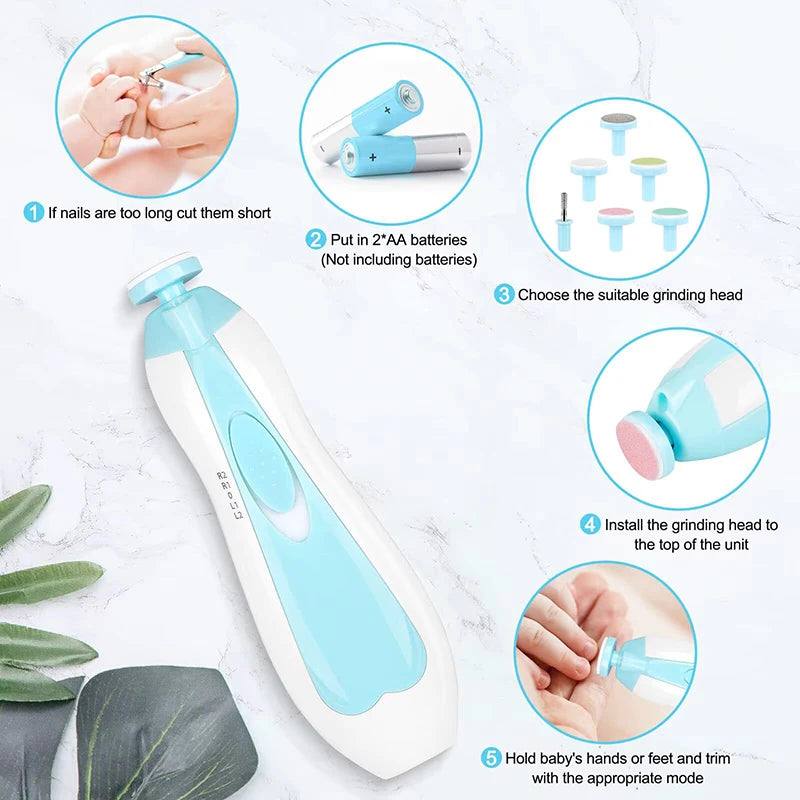 Smart Electric Baby Nail Trimmer with LED Light  Safe, Quiet & Easy Grooming for Kids and Newborns