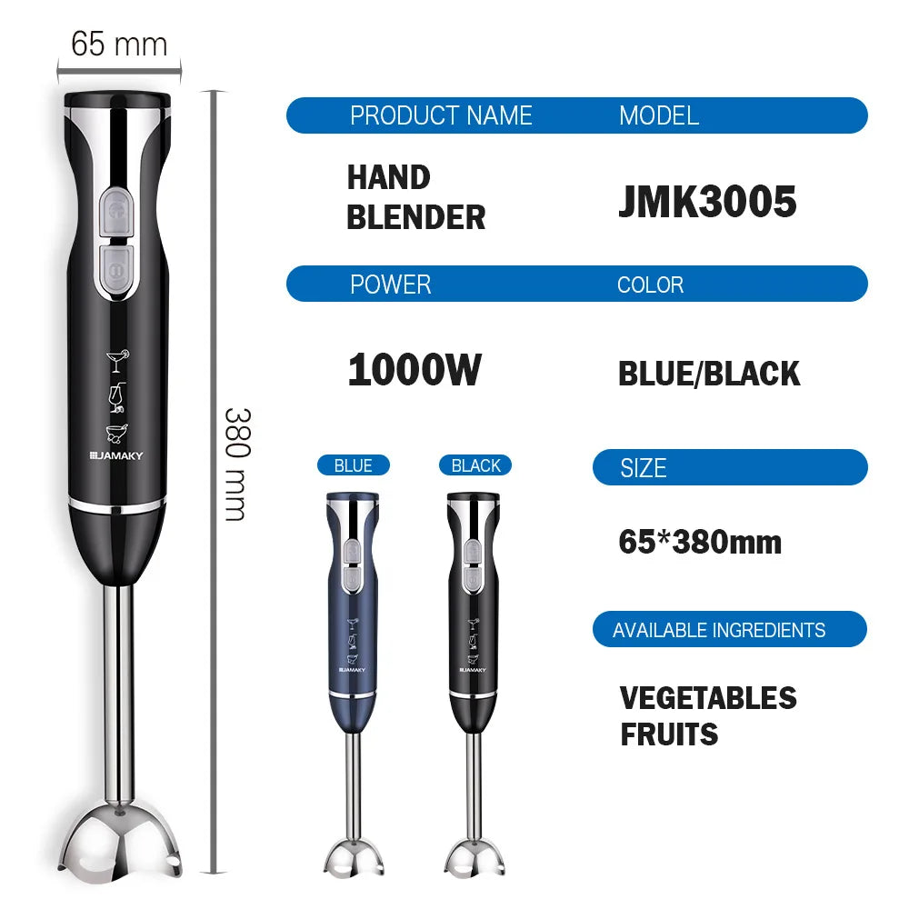 RAF 800W 4-Blade Hand Blender  Powerful, Fast Start, Easy Clean, Perfect for Smoothies