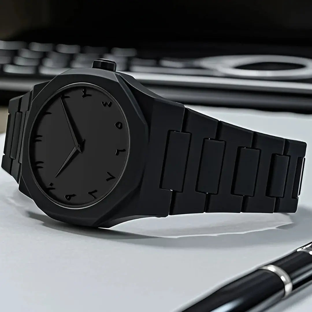 Arabic Aura Watch  All Black Edition  Lightweight, Bold & Stylish Timepiece