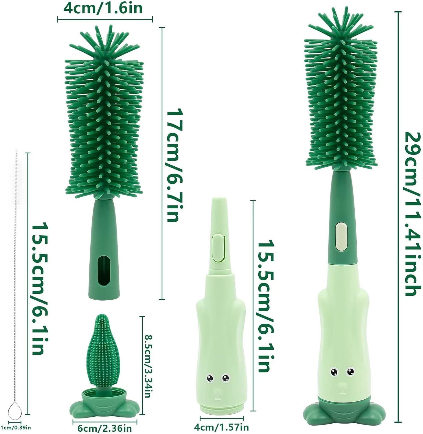 Baby Bottle Brush Nipple Feeder Cleaner – 3-in-1 Combo, Soft Bristles & Sponge