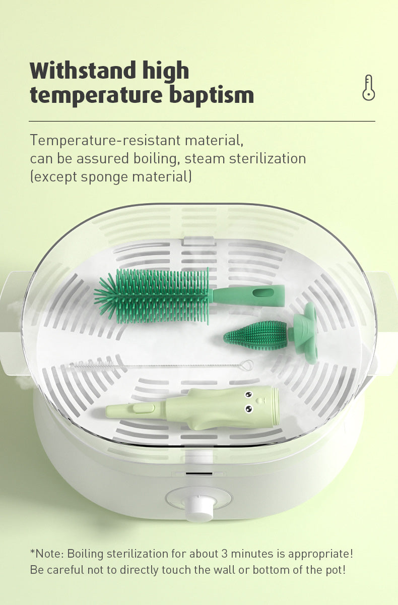 Baby Bottle Brush Nipple Feeder Cleaner – 3-in-1 Combo, Soft Bristles & Sponge
