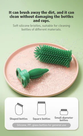 Baby Bottle Brush Nipple Feeder Cleaner – 3-in-1 Combo, Soft Bristles & Sponge