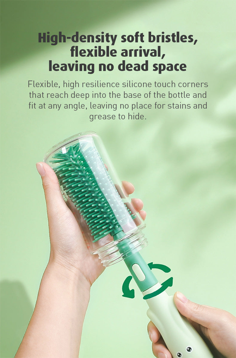 Baby Bottle Brush Nipple Feeder Cleaner – 3-in-1 Combo, Soft Bristles & Sponge