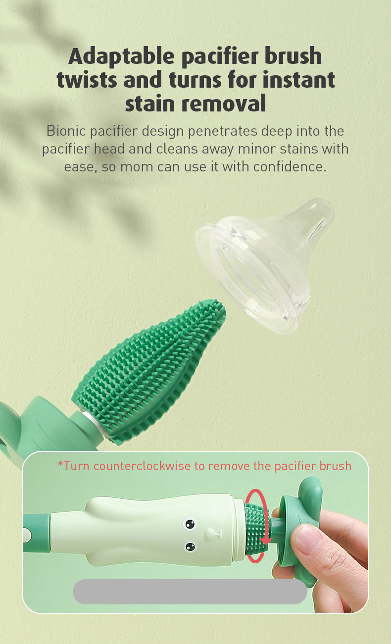 Baby Bottle Brush Nipple Feeder Cleaner – 3-in-1 Combo, Soft Bristles & Sponge