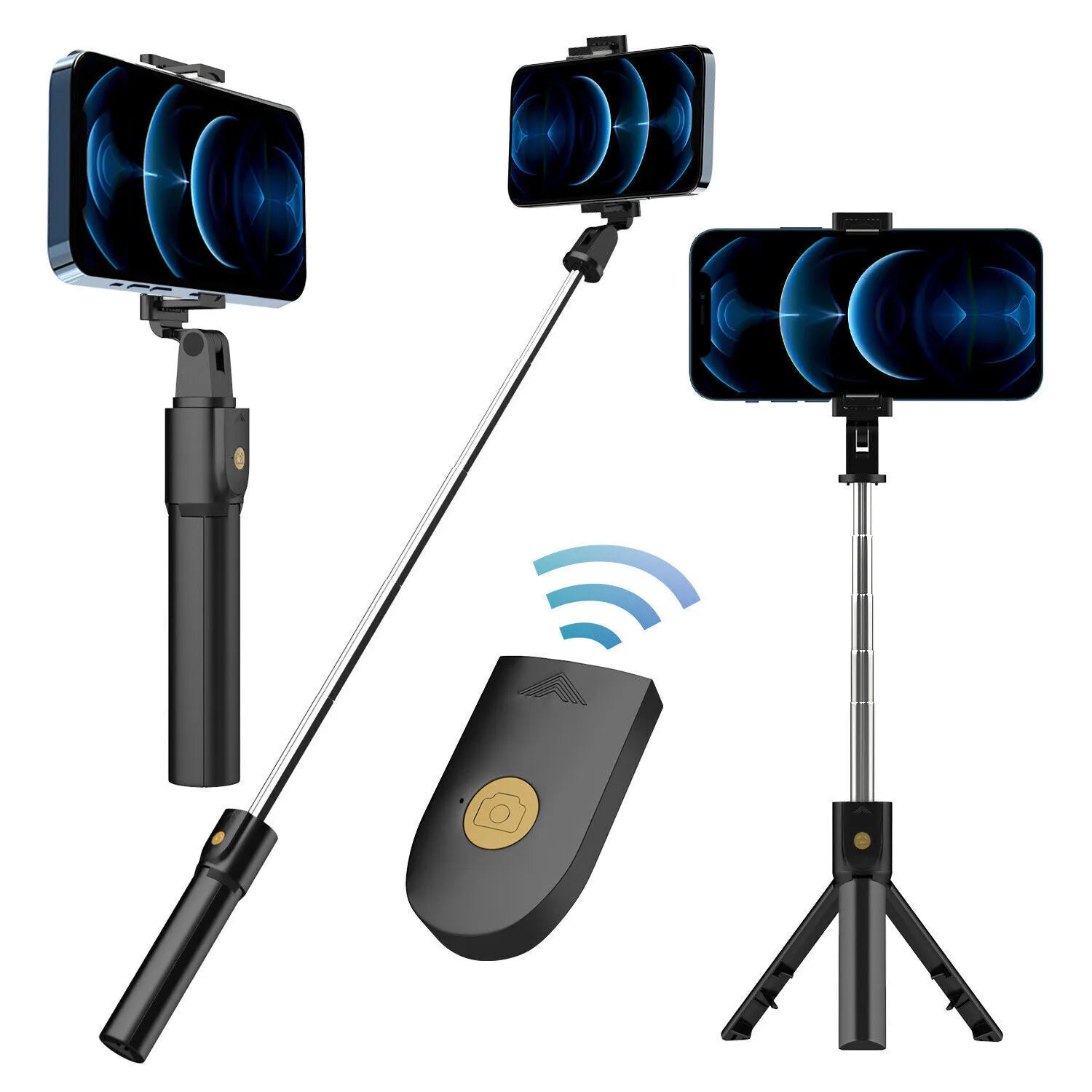 Bluetooth Selfie Stick with Tripod & Wireless Remote  Perfect for Solo & Group Shots