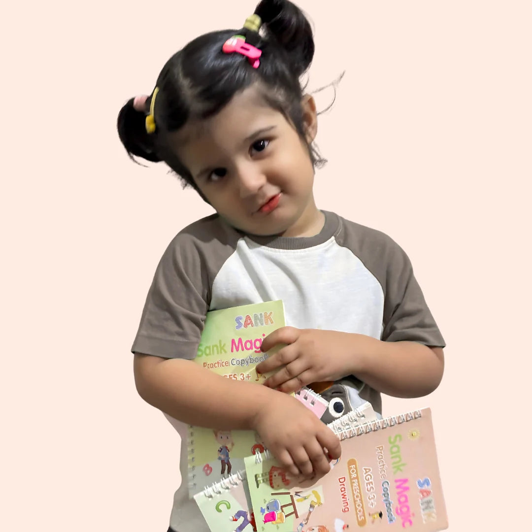 Kids Magic Practice Word Book Set  Reusable Handwriting Copybook with Pen & Refills