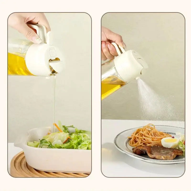 2-in-1 Oil Sprayer and Olive Oil Dispenser  Lightproof Cooking Spray Bottle for Salads, Baking, and Barbecue Tools