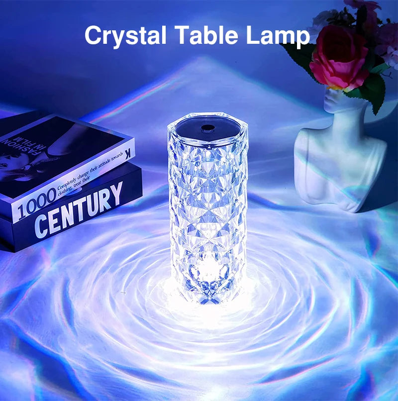 16 Colors Rose Touch Crystal Desk Lamp