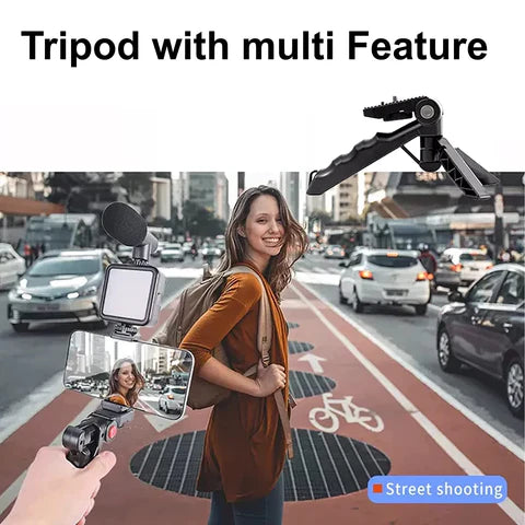 All-in-One Mobile Vlogging Kit  Tripod, LED Light, Microphone & Phone Holder  &  Content Creators