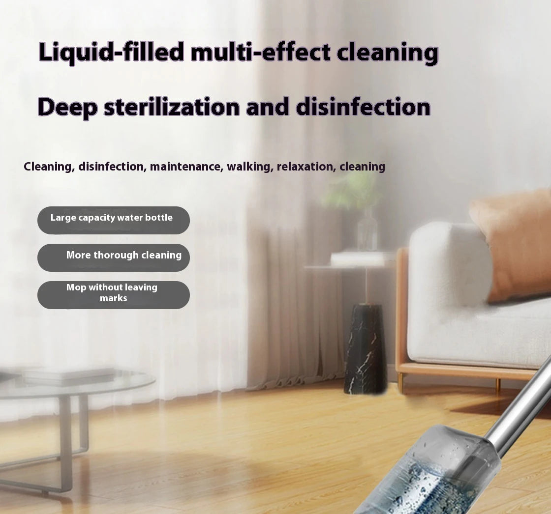 360° Rotating Water Spray Mop with Refillable Bottle and Washable Microfiber Pads for All Floor Types