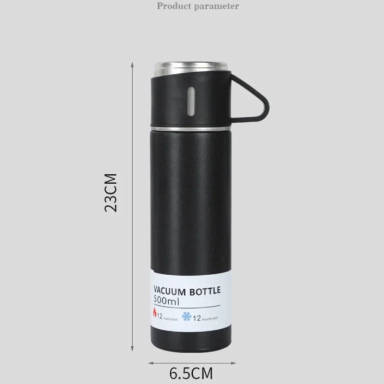 Stainless Steel Vacuum Flask 500ml  Hot & Cold Insulated Bottle for Travel, Office, Gym & Outdoor Use