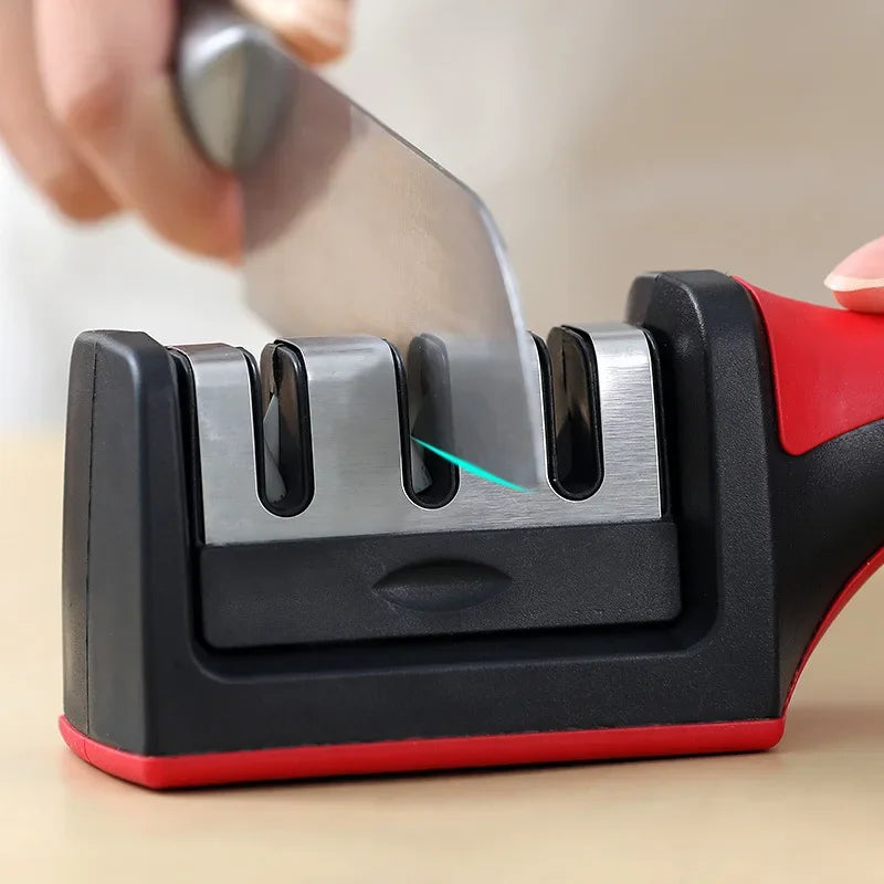 Kitchenly 3-in-1 Professional Knife Sharpener  4-Stage Stainless Steel Sharpening Tool with Soft Handle for All Knives