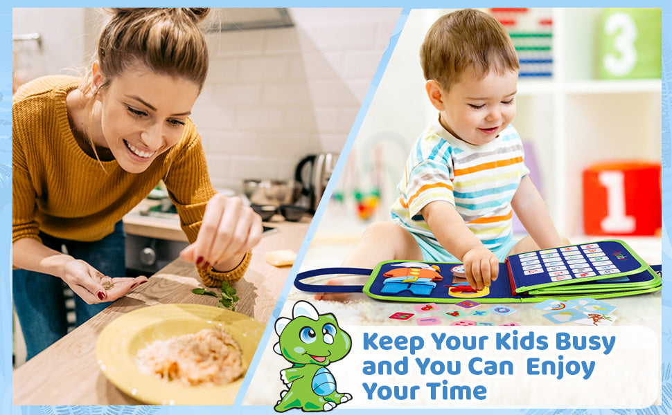 Busy Board Montessori Learning Toy  Early Educational Preschool Activity Board for Toddlers, Travel Toys for Boys & Girls