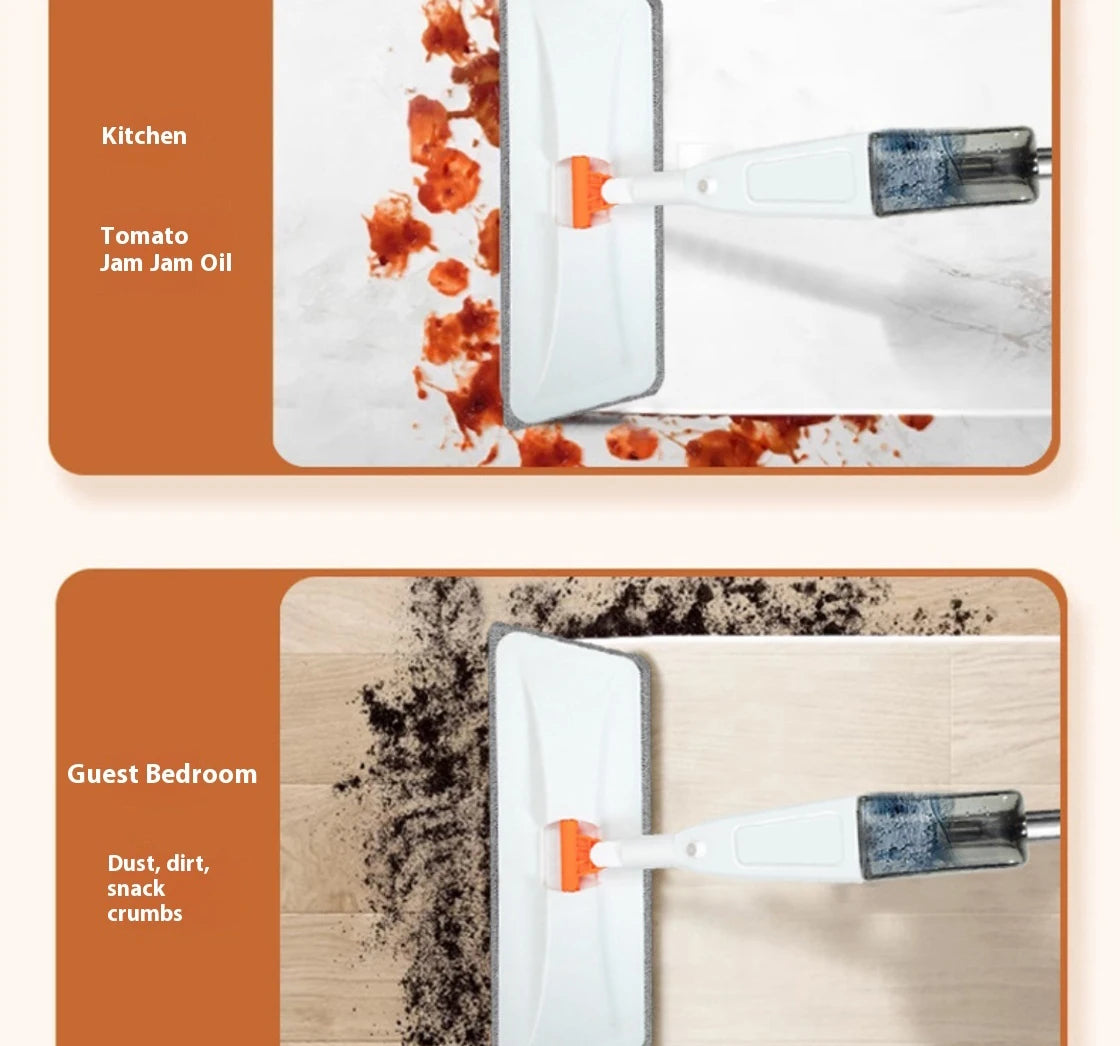 360° Rotating Water Spray Mop with Refillable Bottle and Washable Microfiber Pads for All Floor Types