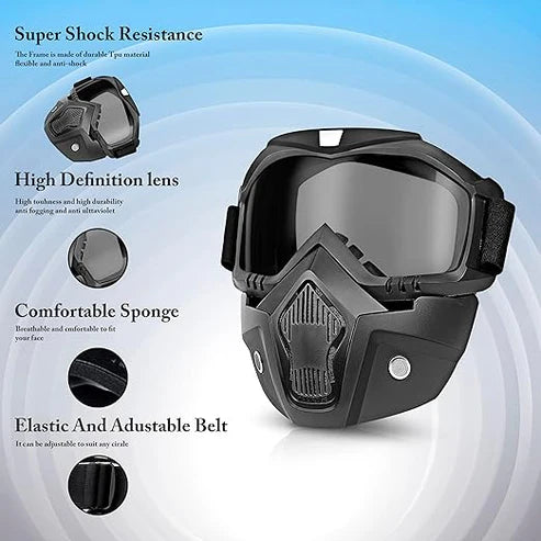 High Quality Bike Face Helmet Mask & Goggles  Ultimate Protection & Comfort