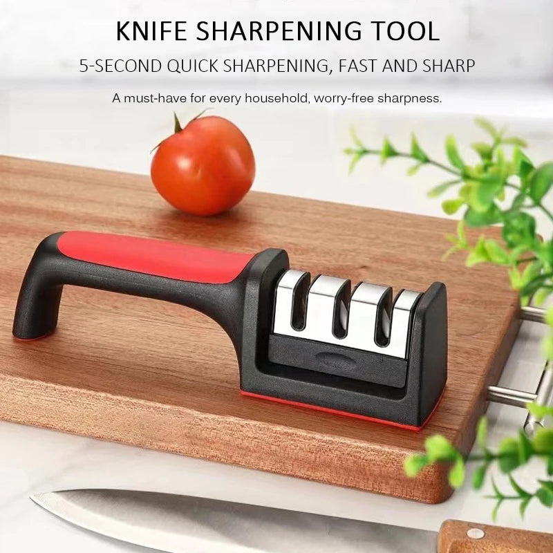 Kitchenly 3-in-1 Professional Knife Sharpener  4-Stage Stainless Steel Sharpening Tool with Soft Handle for All Knives