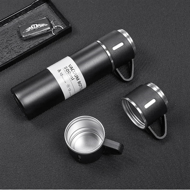 Stainless Steel Vacuum Flask 500ml  Hot & Cold Insulated Bottle for Travel, Office, Gym & Outdoor Use
