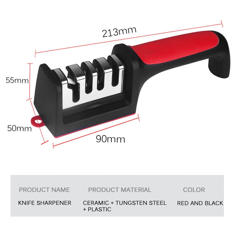 Kitchenly 3-in-1 Professional Knife Sharpener  4-Stage Stainless Steel Sharpening Tool with Soft Handle for All Knives