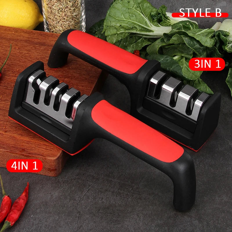 Kitchenly 3-in-1 Professional Knife Sharpener  4-Stage Stainless Steel Sharpening Tool with Soft Handle for All Knives