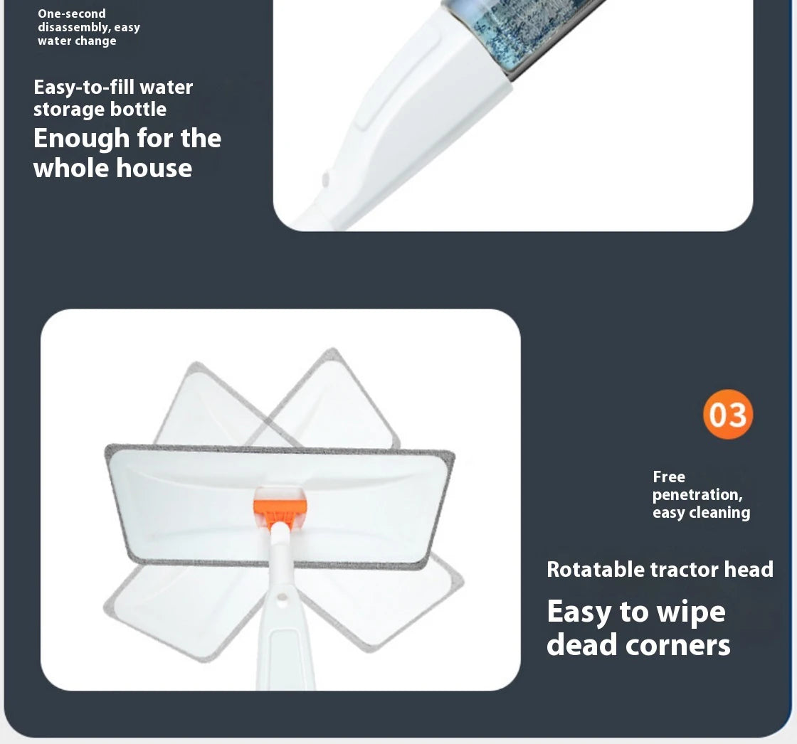 360° Rotating Water Spray Mop with Refillable Bottle and Washable Microfiber Pads for All Floor Types
