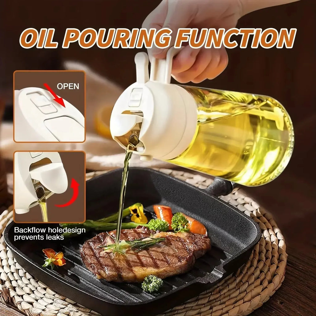 2-in-1 Oil Sprayer and Olive Oil Dispenser  Lightproof Cooking Spray Bottle for Salads, Baking, and Barbecue Tools