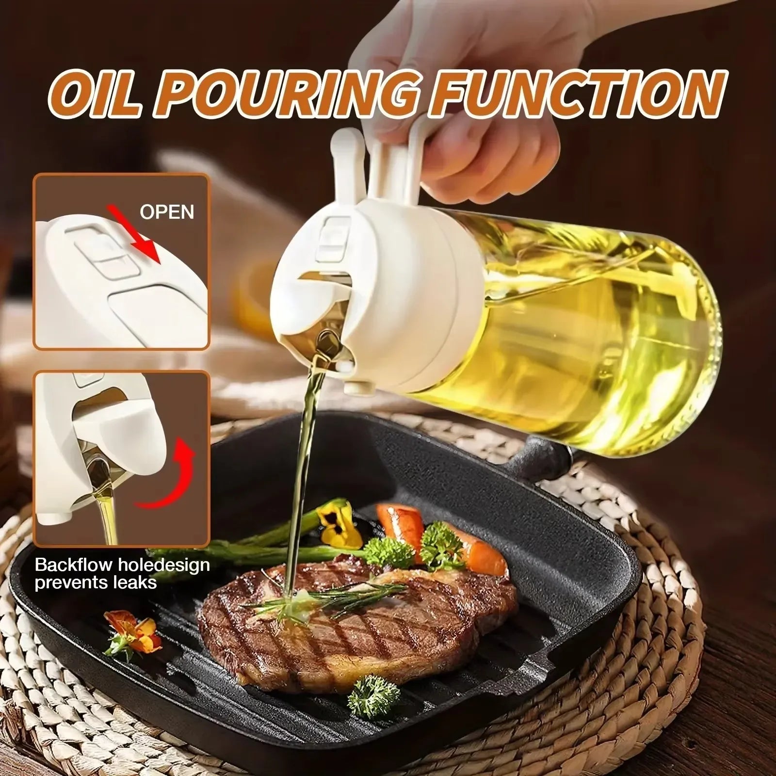 2-in-1 Oil Sprayer and Olive Oil Dispenser  Lightproof Cooking Spray Bottle for Salads, Baking, and Barbecue Tools