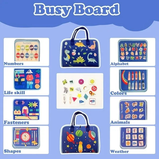 Busy Board Montessori Learning Toy  Early Educational Preschool Activity Board for Toddlers, Travel Toys for Boys & Girls