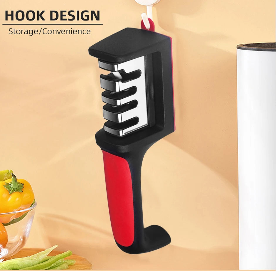 Kitchenly 3-in-1 Professional Knife Sharpener  4-Stage Stainless Steel Sharpening Tool with Soft Handle for All Knives