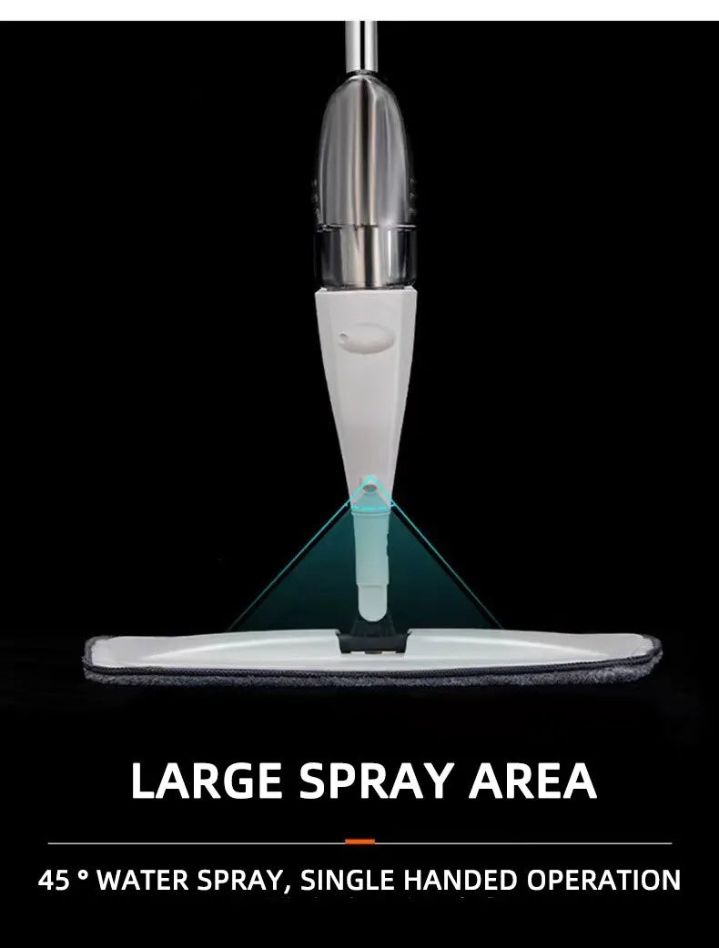 360° Rotating Water Spray Mop with Refillable Bottle and Washable Microfiber Pads for All Floor Types