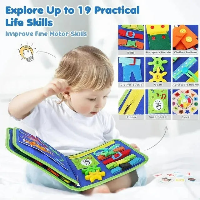 Busy Board Montessori Learning Toy  Early Educational Preschool Activity Board for Toddlers, Travel Toys for Boys & Girls
