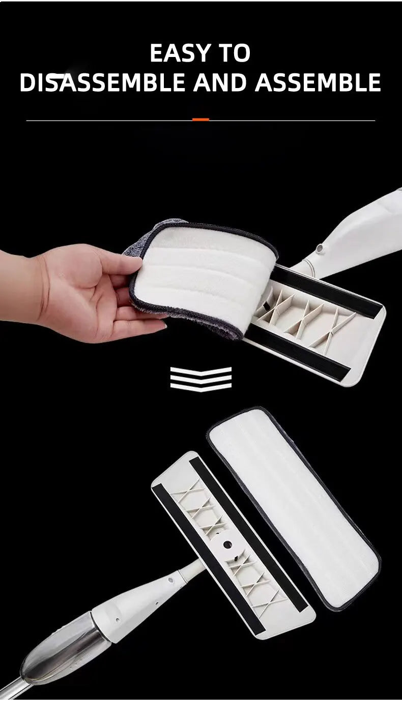 360° Rotating Water Spray Mop with Refillable Bottle and Washable Microfiber Pads for All Floor Types