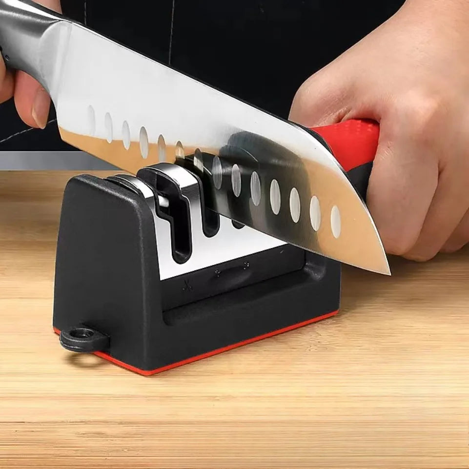 Kitchenly 3-in-1 Professional Knife Sharpener  4-Stage Stainless Steel Sharpening Tool with Soft Handle for All Knives