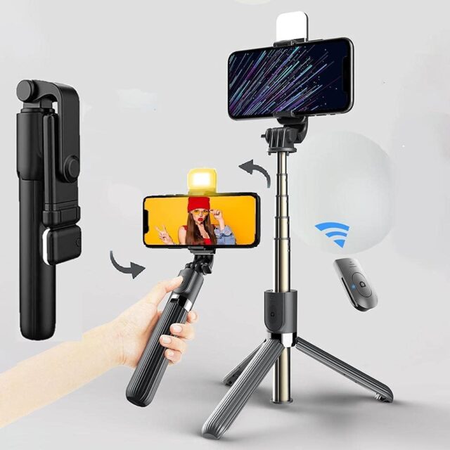 Bluetooth Selfie Stick with Tripod & Wireless Remote  Perfect for Solo & Group Shots