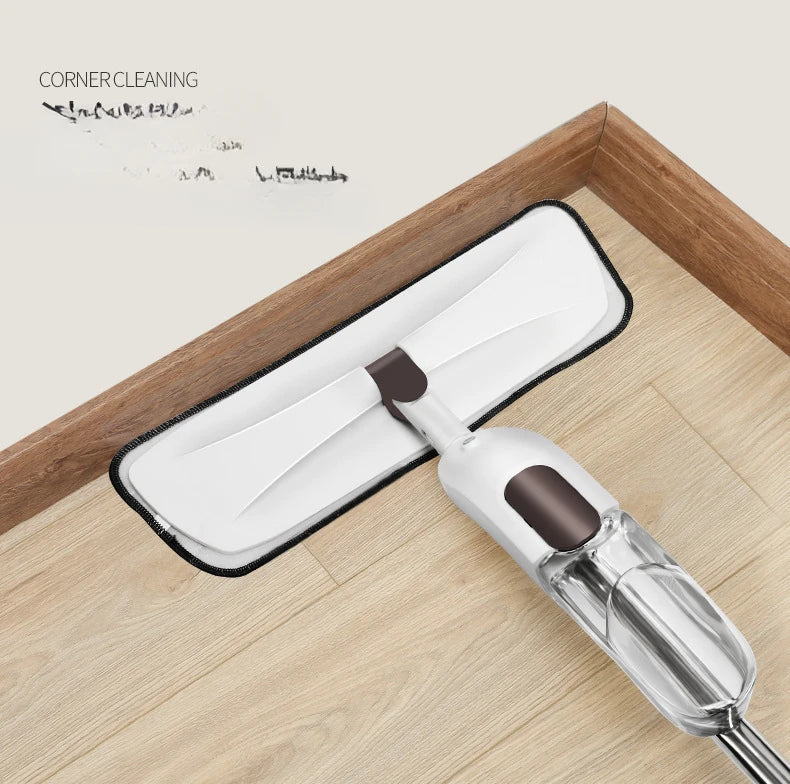 360° Rotating Water Spray Mop with Refillable Bottle and Washable Microfiber Pads for All Floor Types