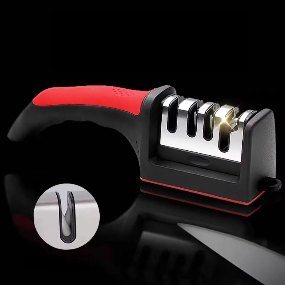 Kitchenly 3-in-1 Professional Knife Sharpener  4-Stage Stainless Steel Sharpening Tool with Soft Handle for All Knives