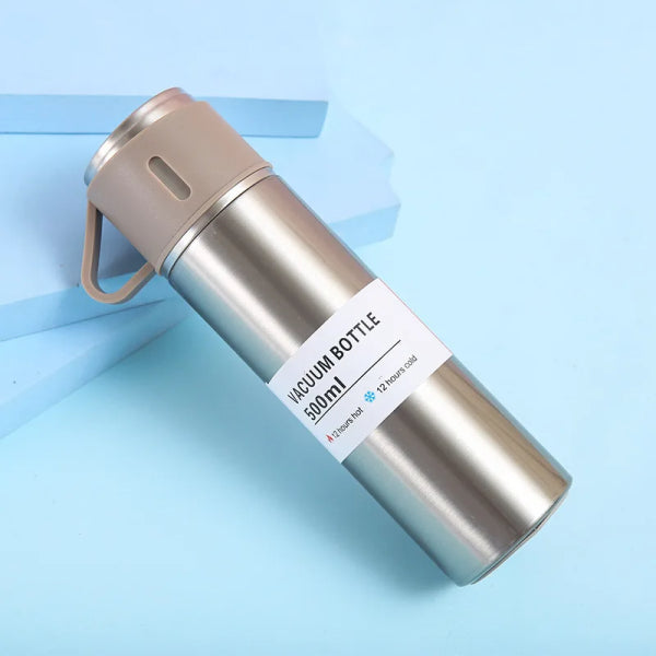 Stainless Steel Vacuum Flask 500ml  Hot & Cold Insulated Bottle for Travel, Office, Gym & Outdoor Use