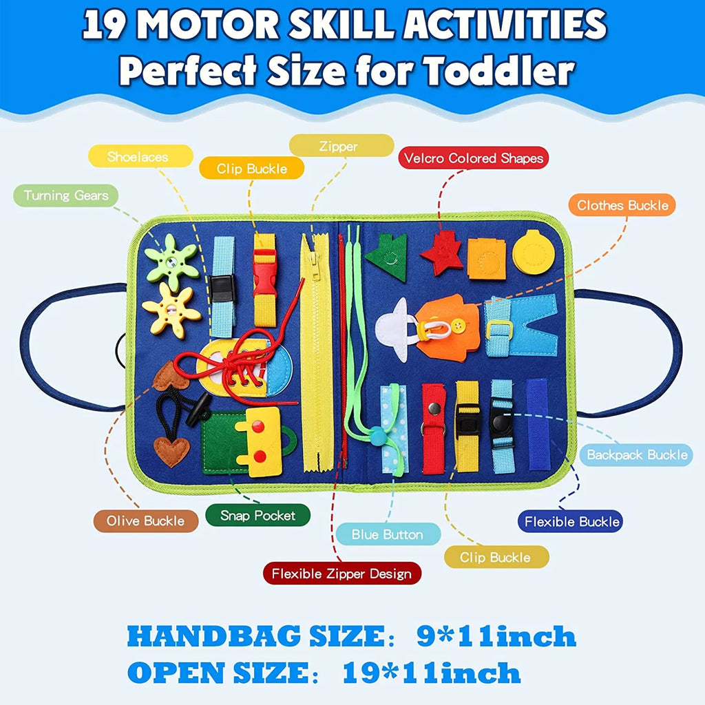 Busy Board Montessori Learning Toy  Early Educational Preschool Activity Board for Toddlers, Travel Toys for Boys & Girls