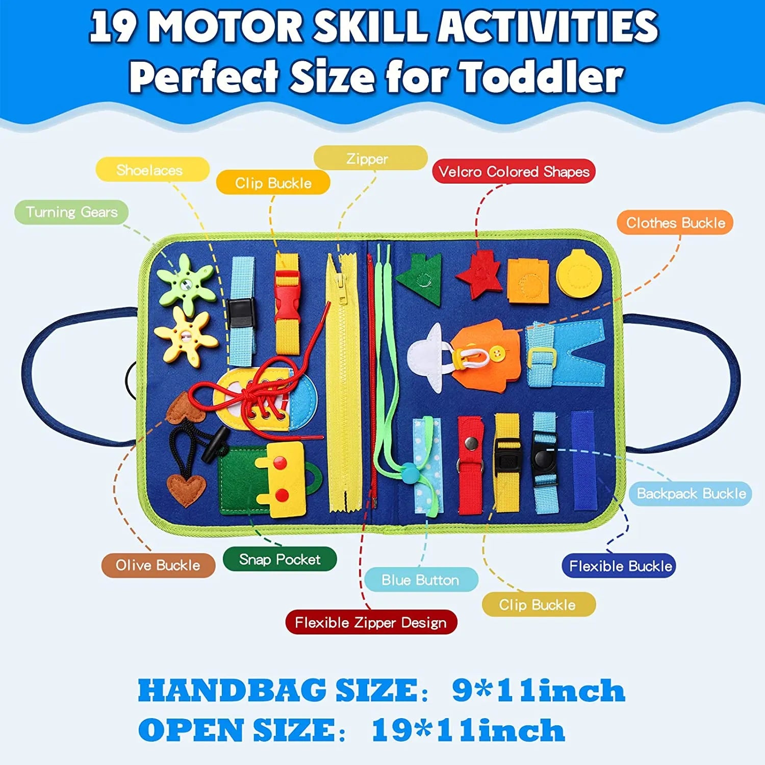 Busy Board Montessori Learning Toy  Early Educational Preschool Activity Board for Toddlers, Travel Toys for Boys & Girls