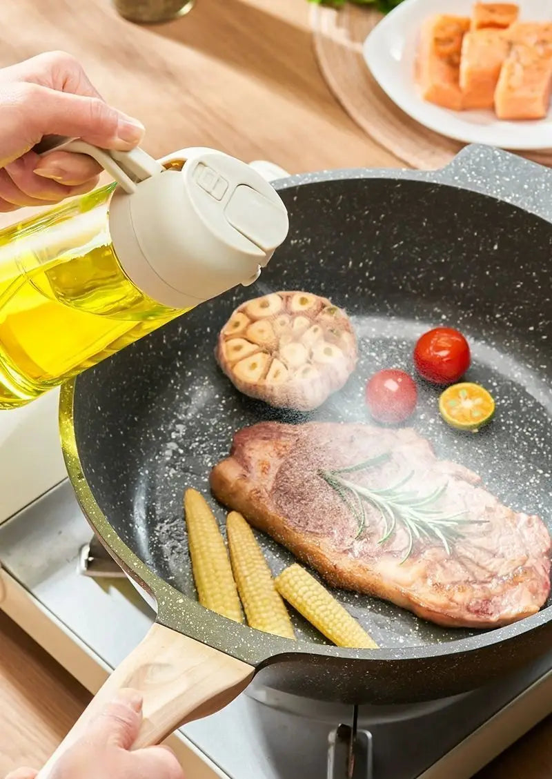 2-in-1 Oil Sprayer and Olive Oil Dispenser  Lightproof Cooking Spray Bottle for Salads, Baking, and Barbecue Tools