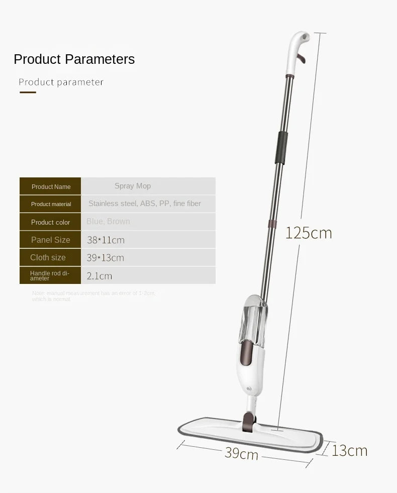 360° Rotating Water Spray Mop with Refillable Bottle and Washable Microfiber Pads for All Floor Types