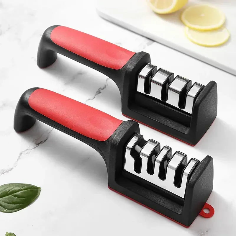 Kitchenly 3-in-1 Professional Knife Sharpener  4-Stage Stainless Steel Sharpening Tool with Soft Handle for All Knives