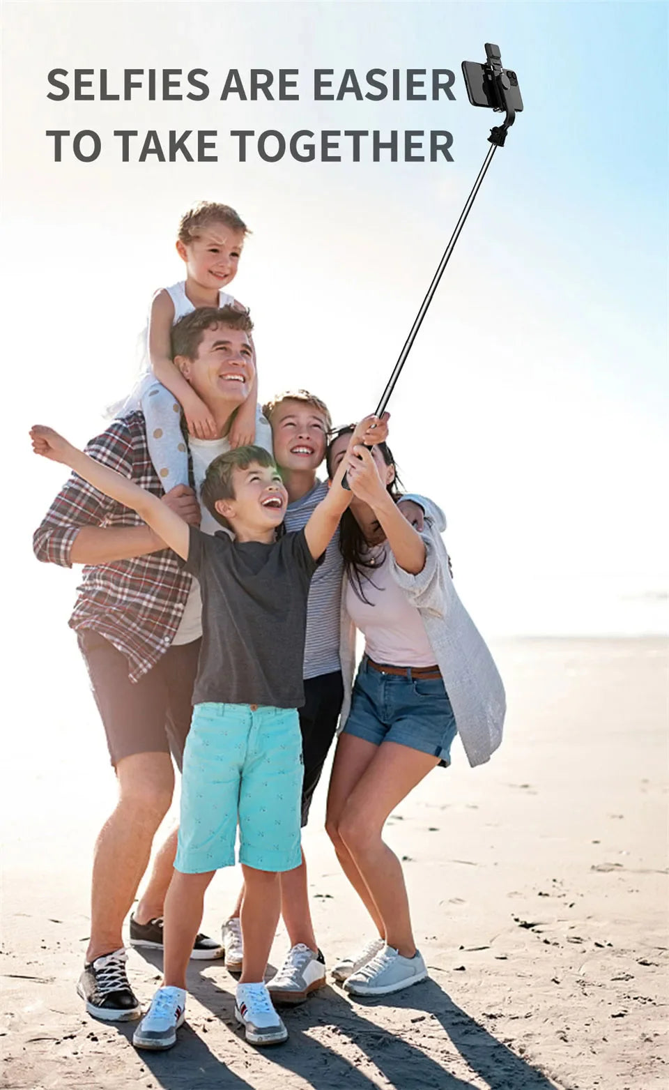 Bluetooth Selfie Stick with Tripod & Wireless Remote  Perfect for Solo & Group Shots