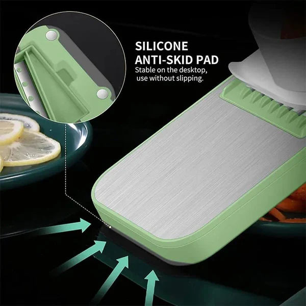 5-in-1 Stainless Steel Vegetable Cutter & Slicer with Storage Box – Multipurpose Kitchen Tool