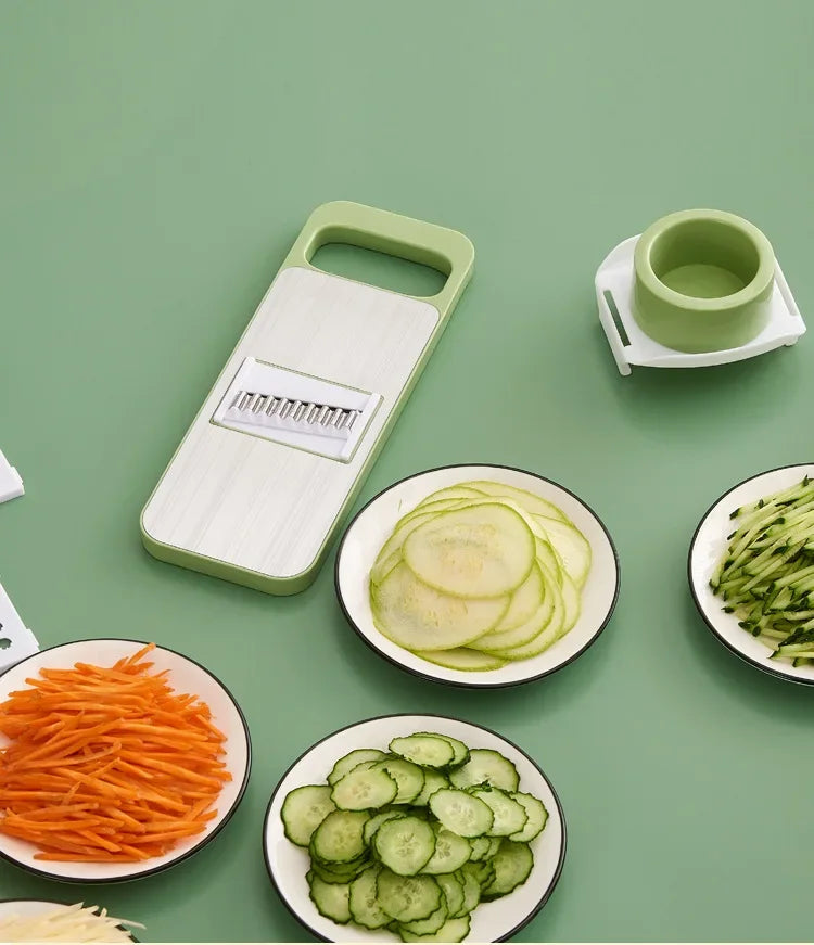 5-in-1 Stainless Steel Vegetable Cutter & Slicer with Storage Box – Multipurpose Kitchen Tool